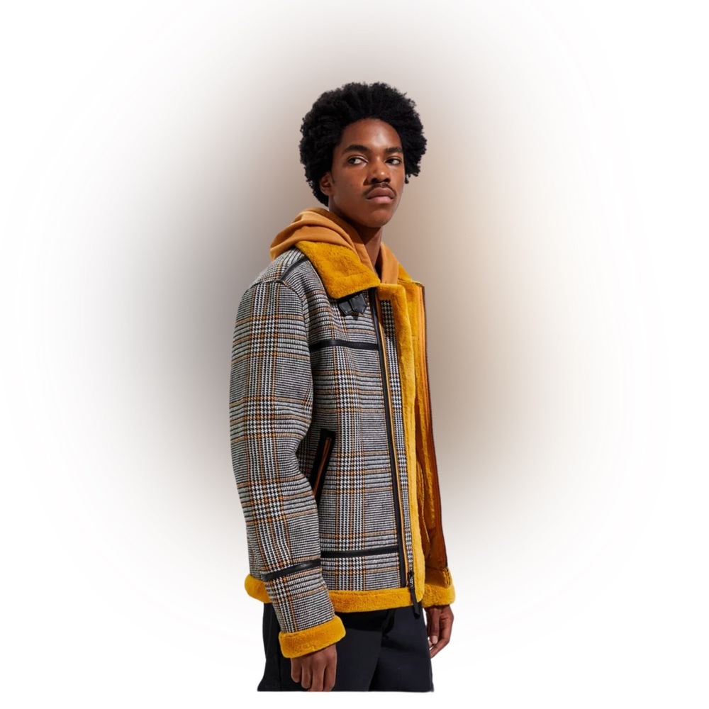 URBAN OUTFITTERS Plaid Faux B3 Bomber Jacket Size SM